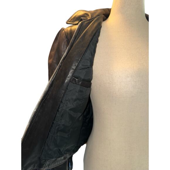 Vintage Dallas Leather Fringe Jacket Brown w/ Burgundy Rose Embroidery Size 10 - Picture 9 of 12